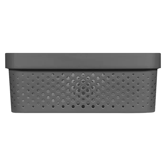 Curver Aufbewahrungsbox Infinity - L x B x H: 35,6 x 26,6 x 13,6 cm, Kunststoff, Grau - Grauer perforierter Organizer-Behälter, ideal für die Aufbewahrung verschiedener Gegenstände und zur Schaffung von Ordnung im Haushalt.