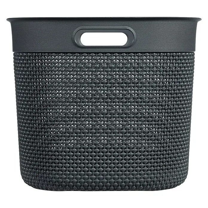 Keter Allzweck-Korb Filo XL - L x B x H: 33 x 44 x 27 cm, Dunkel Grau - Dunkelgrauer Wäschekorb mit geflochtenem Muster und Griffen. Ideal für Bad oder Schlafzimmer.