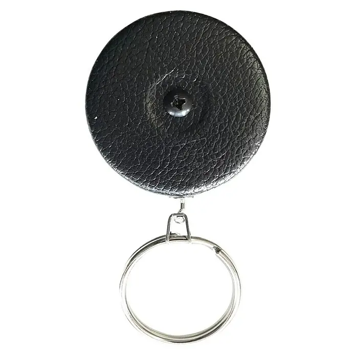 Key-Bak Schlüsselanhänger - Ø x L: 50 x 600 mm - Schlüsselanhänger mit rundem, schwarzem Lederanhänger und silberfarbenem Ring.