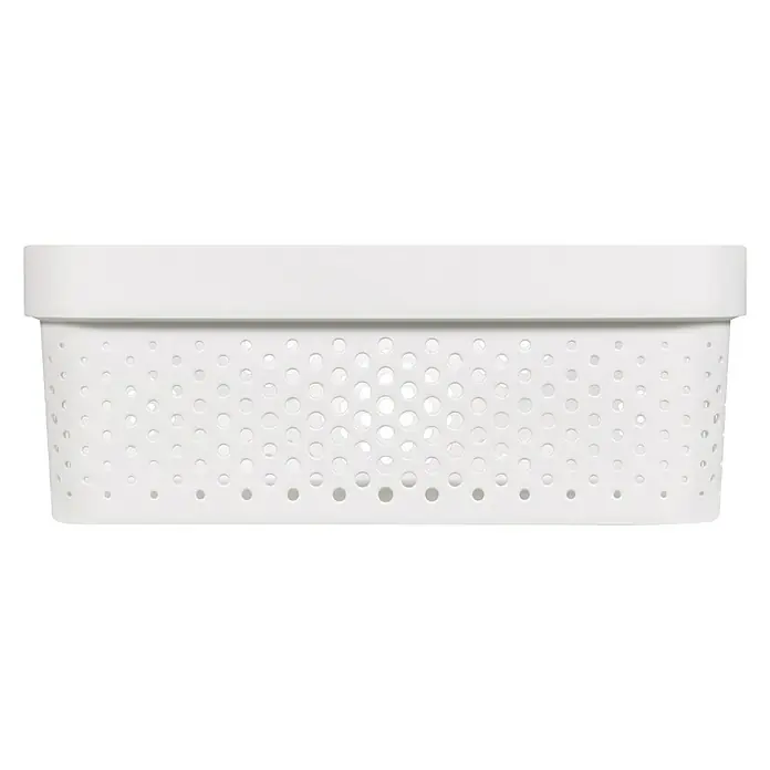 Curver Aufbewahrungsbox Infinity - L x B x H: 35,6 x 26,6 x 13,6 cm, Kunststoff, Weiß - Weiße Aufbewahrungsbox mit perforiertem Design für eine gute Luftzirkulation und ein modernes Aussehen. Ideal für verschiedene Aufbewahrungszwecke.