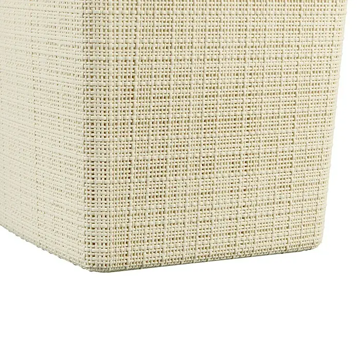 Curver Aufbewahrungsbox Jute - L x B x H: 27 x 20 x 11 cm, Kunststoff, Creme - Nahaufnahme eines quadratischen Aufbewahrungskorbs mit gewebter Textur in einem hellen Farbton.