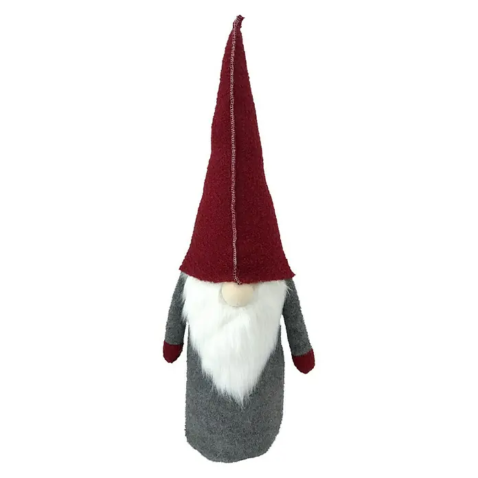 Weihnachtszwerg Weihnachtsmann mit langer Mütze - Textil, Weiß/Rot, Höhe: 52 cm - Ein weihnachtlicher Zwerg mit langem, rotem Hut und weißem Bart, ideal als festliche Dekoration für Ihr Zuhause oder als Geschenk für die Feiertage.