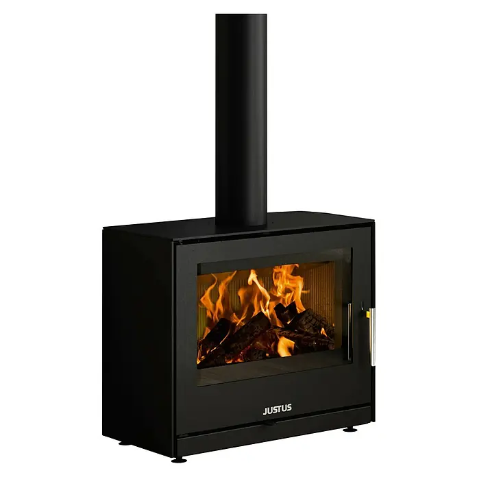 Justus Kaminofen Dias - 6,5 kW, Raumheizvermögen: 128 m³, Material Verkleidung: Stahl, Schwarz - Der Justus Kaminofen sorgt für gemütliche Wärme und ein stimmungsvolles Ambiente in jedem Wohnraum. Stilvolles Design.