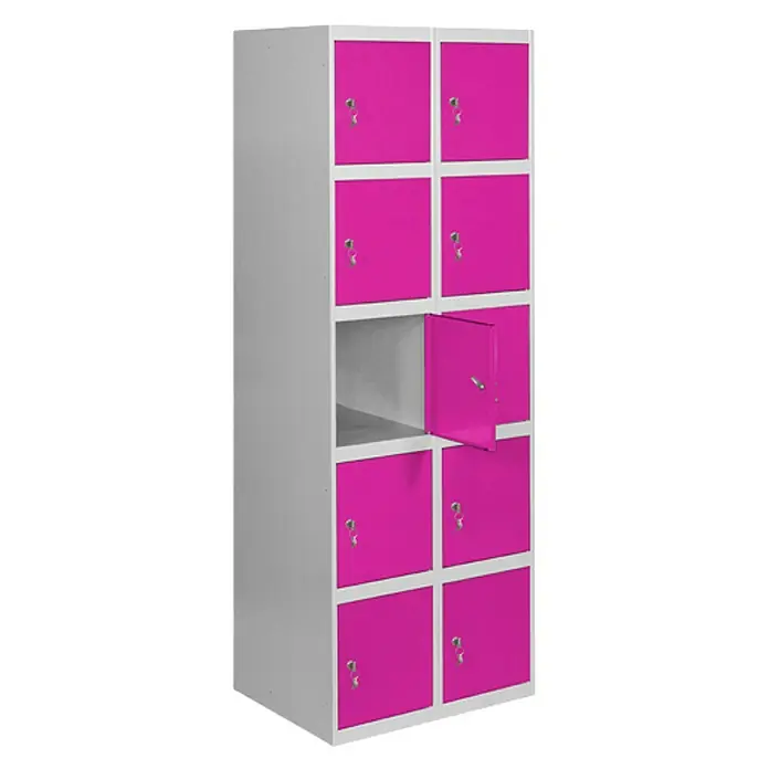 Simonrack Simonlocker Taquilla locker Prof. Doors - L x An x Al: 50 x 80 x 180 cm, Gris/Rosa, Número de puertas: 10 ud. - Taquilla rosa con un compartimento abierto. Práctica solución de almacenamiento para escuelas, gimnasios y oficinas.