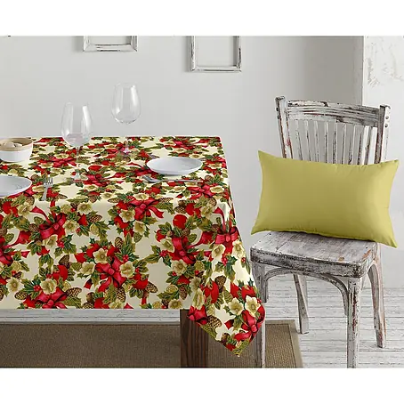 Mantel para mesa a metros Navideño Lazos