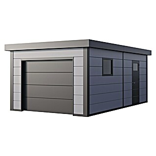 Wolff Finnhaus Garage Eleganto Garage 3654 (Außenmaß inkl. Dachüberstand (B x T): 568 x 388 cm, Dachstärke: 42 mm, Lichtgrau)