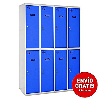 Simonrack Simonlocker Taquilla Prof. Tandem (L x An x Al: 50 x 120 x 180 cm, Gris/Azul, Número de puertas: 8 ud.)