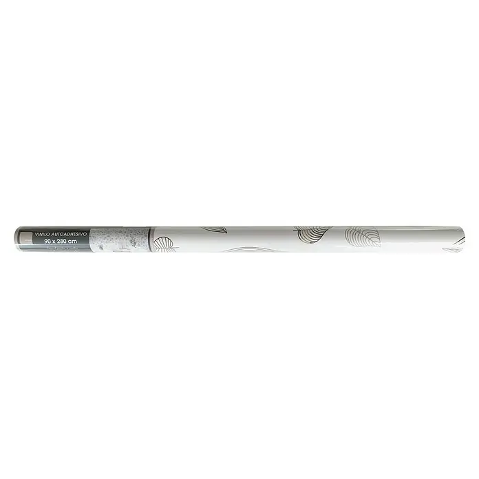 Papel pintado de vinilo Hojas - 280 x 90 cm, Blanco, Autoadhesivo - Un rollo de vinilo autoadhesivo con un estampado de hojas, de 90 x 280 cm, ideal para decorar espacios habitables con estilo.
