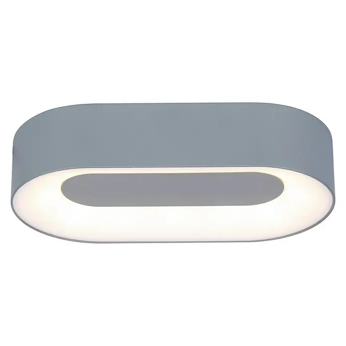 Lutec Aplique exterior LED Ublo - 7,5 W, 4,5 x 21,3 x 1,13 cm, Plateado, Opal, IP54 - Lámpara de techo LED gris moderna con diseño ovalado. Perfecta para salón o pasillo, de bajo consumo y elegante.