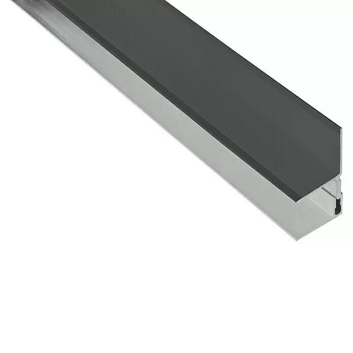 Kovalex Wandabschlussprofil - L x B x H: 2.500 x 40 x 40 mm, Anthrazit, Aluminium - Silbernes Aluminiumprofil mit dunkelgrauer gerillter Anti-Rutsch-Oberfläche, für Treppenkanten oder Kantenschutz.