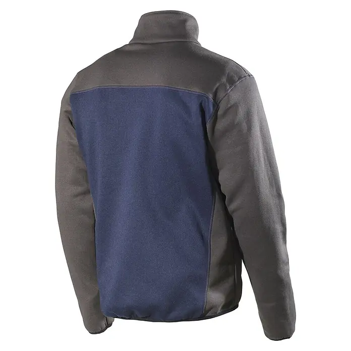 L.Brador Fleecejacke 6195P - Grau, Blau, XL - Rückansicht einer Fleecejacke in Grau und Marineblau. Das ideale Kleidungsstück für Komfort und Wärme an kühlen Tagen, ideal für Freizeit- und Arbeitskleidung.