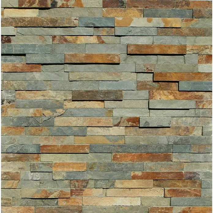 Verblendstein Nature - 10 x 40 cm, Multicolor, Natursteinoptik - Wandverkleidung aus Naturstein in verschiedenen Grau- und Brauntönen, die eine rustikale und moderne Optik vereint. Ideal für Innen- und Außenbereiche.