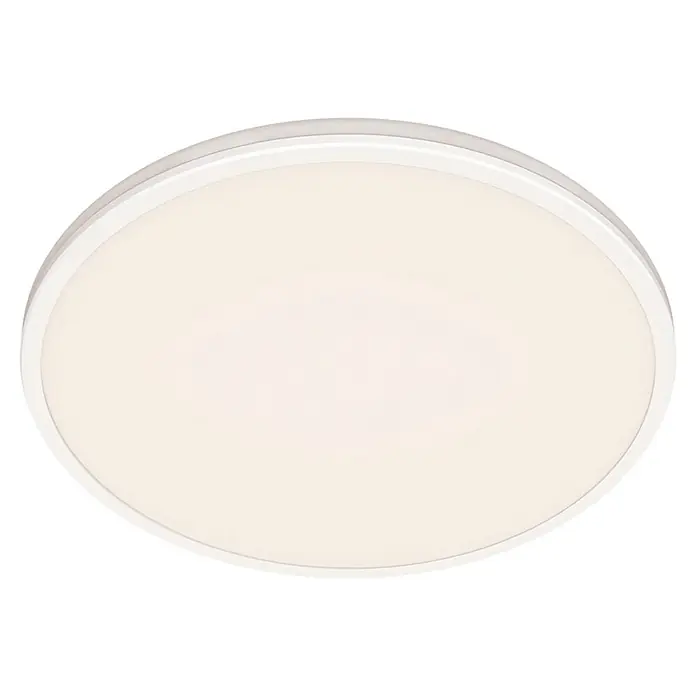 Philips Plafón LED redondo Ozziet - 22 W, Ø x Al: 40 cm x 4,5 mm, Blanco, Blanco, Blanco neutro - Primer plano de una lámpara de techo LED redonda con marco blanco, perfecta para una iluminación interior brillante y eficiente energéticamente.