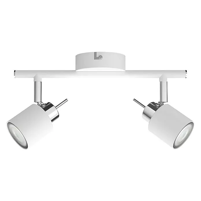 Philips Deckenstrahler Meranti - 70 W, L x B x H: 8 x 27,4 x 15,5 cm, Weiß, GU10, 2 Stk. - Moderne weiße Deckenleuchte mit zwei individuell einstellbaren Strahlern, ideal für gezielte Beleuchtung in jedem Raum.
