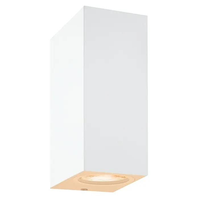 Philips Wiz LED-Außenwandleuchte Up & Down - 5 W, L x B x H: 9,2 x 6,8 x 15 cm, Weiß, RGBW - Weiße, würfelförmige Wandleuchte mit warmer Lichtquelle an der Unterseite. Stilvolles Design für Innenräume.