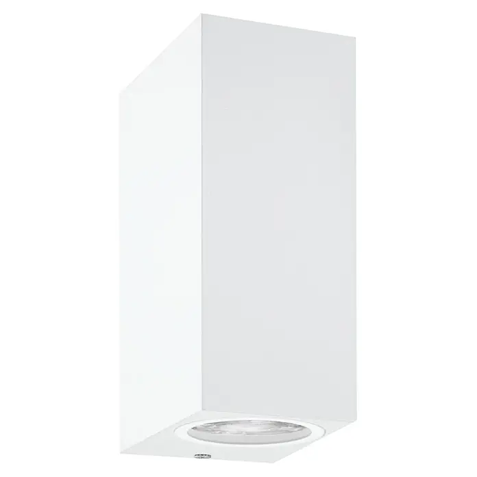 Philips Wiz LED-Außenwandleuchte Up & Down - 5 W, L x B x H: 9,2 x 6,8 x 15 cm, Weiß, RGBW - Moderne, weiße Wandleuchte mit einem minimalistischen, kubischen Design, ideal für eine stilvolle Beleuchtung.