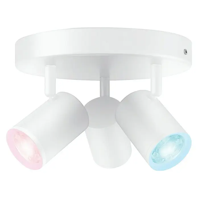 Philips Wiz LED-Deckenstrahler rund Imageo - 15 W, RGBW, Anzahl Leuchtmittel: 3 Stk., L x B x H: 21 x 21 x 12,3 cm, Weiß - Deckenleuchte mit drei individuell ausrichtbaren Strahlern für stimmungsvolle Akzente. Weißes, modernes Design für jeden Raum.