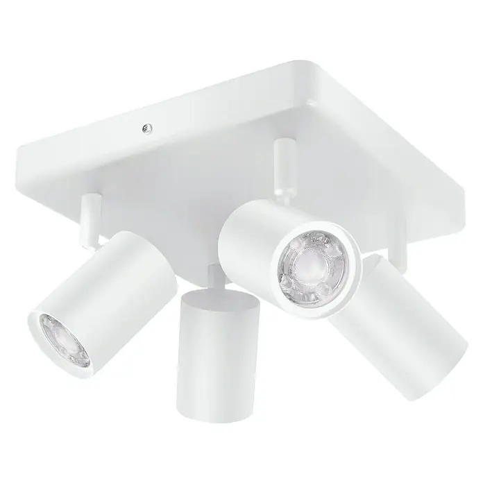 Philips Wiz LED-Deckenstrahler Imageo - 20 W, L x B x H: 22 x 22 x 12,3 cm, Weiß, RGBW - Weiße Deckenleuchte mit vier Strahlern, modernes Design für eine stilvolle Beleuchtung im Raum. Elegantes Accessoire.