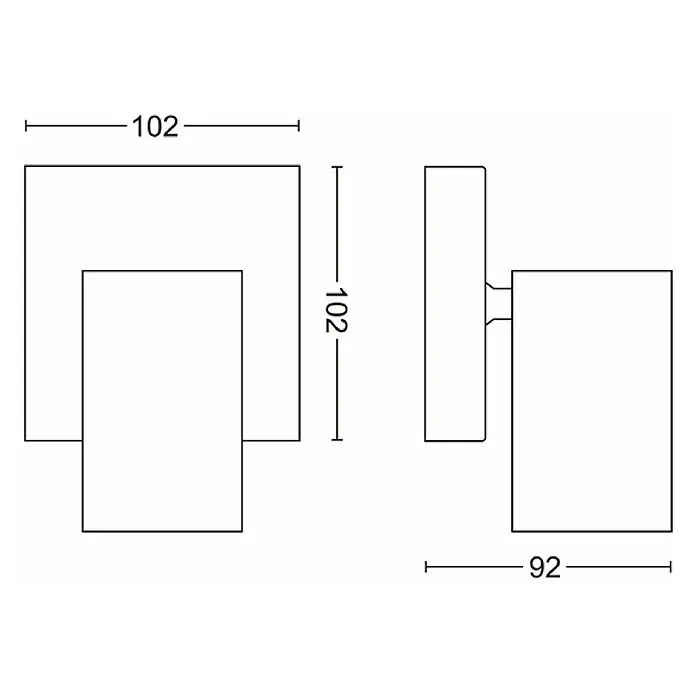 Philips Foco de pared Kosipo - 5,5 W, L x An x Al: 110,2 x 10,2 x 9,2 cm, Blanco, Blanco, GU10 - Lámpara de pared con dos cuerpos de luz cuadrados conectados por un diseño simple, dimensiones: 102 x 102 x 92 mm.