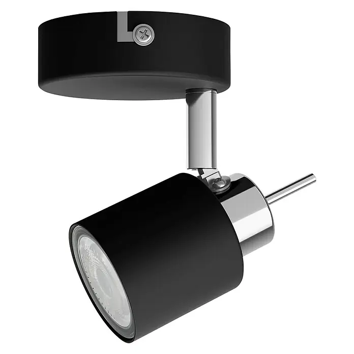 Philips Deckenstrahler Meranti - 35 W, L x B x H: 8 x 8 x 15,5 cm, Schwarz, GU10, 1 Stk. - Schwarzer Strahler mit Chrom-Akzenten, ideal für moderne Innenräume, die fokussiertes Licht benötigen. Hochwertige Verarbeitung.