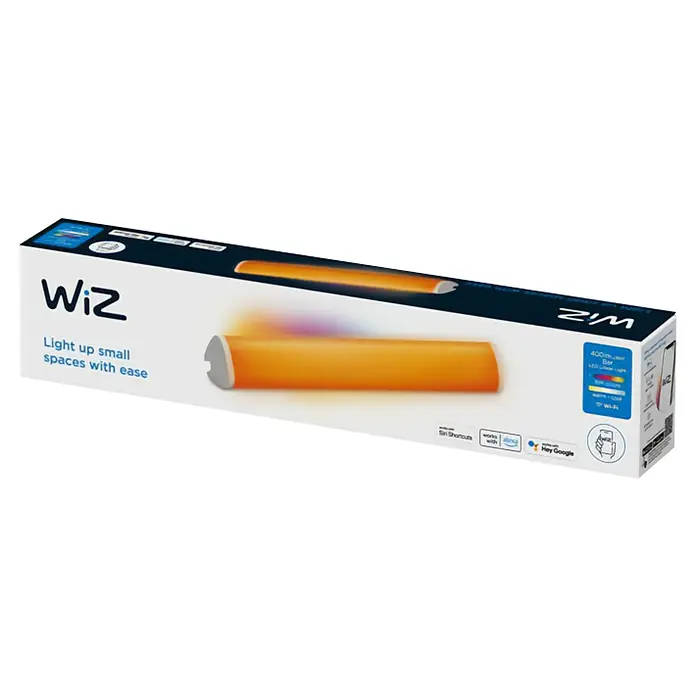 Philips Wiz Barra LED Smart - 6 W, Largo: 4,5 cm, RGBW - Embalaje de una barra de luz LED WiZ de 400 lúmenes, fácil de instalar en espacios pequeños con integración domótica.