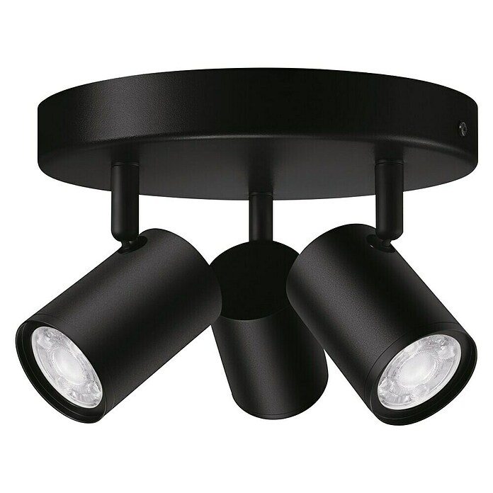 Philips Wiz Regleta LED redonda (15 W, RGBW, Número de bombillas: 3 ud., L x An x Al: 21 x 21 x 12,3 cm, Negro) | BAUHAUS