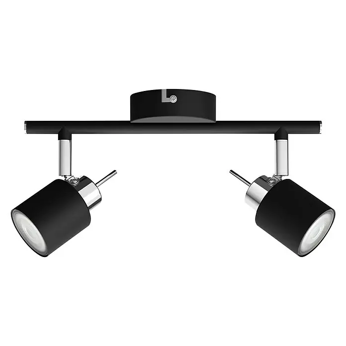 Philips Deckenstrahler Meranti - 70 W, L x B x H: 8 x 27,4 x 15,5 cm, Schwarz, GU10, 2 Stk. - Deckenleuchte mit zwei schwarzen Strahlern, ideal für Akzentbeleuchtung in modernen Wohnräumen.