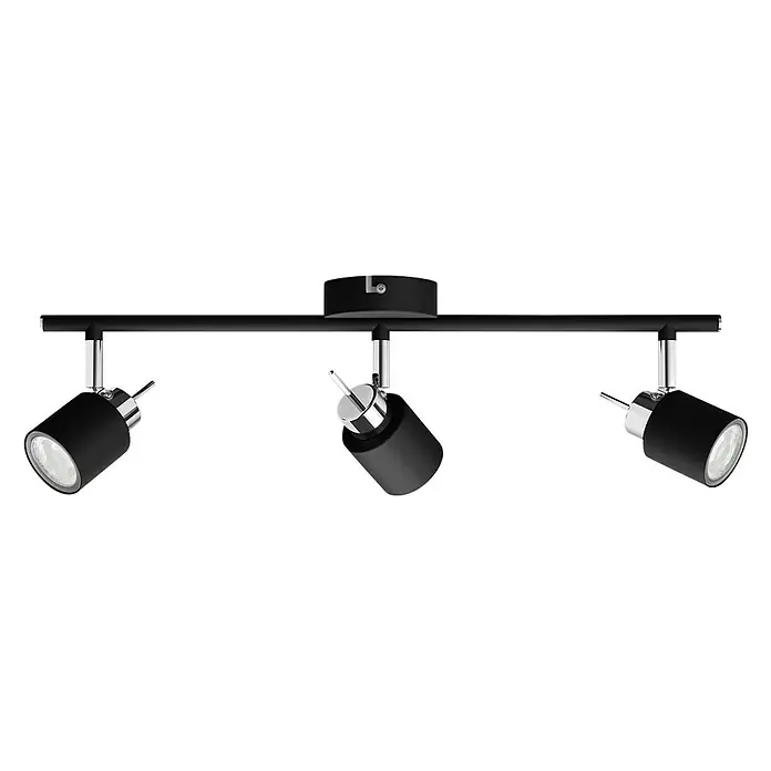 Philips Deckenstrahler Meranti - 105 W, L x B x H: 8 x 47,4 x 15,5 cm, Schwarz, GU10, 3 Stk. - Stilvolle schwarze Deckenleuchte mit drei justierbaren Strahlern für eine flexible Beleuchtung in jedem Raum. Modernes Design.