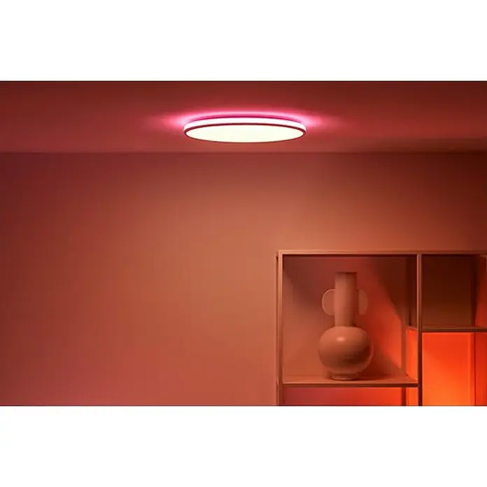 Philips Wiz LED-Deckenleuchte rund - 21 W, Ø x H: 40 x 4,5 cm, Schwarz, Kaltweiß - Das moderne LED-Deckenlicht mit Farbakzenten sorgt für eine stimmungsvolle Beleuchtung und setzt stilvolle Akzente im Raum.