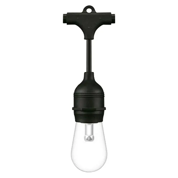 Philips Wiz LED-Lichterkette - Außen, 14,8 m, Lichtfarbe: RGBW - Eine einzelne Lichterkette mit einer klaren Glühbirne, perfekt für stimmungsvolle Beleuchtung im Freien. Die schwarze Fassung sorgt für einen modernen Look.