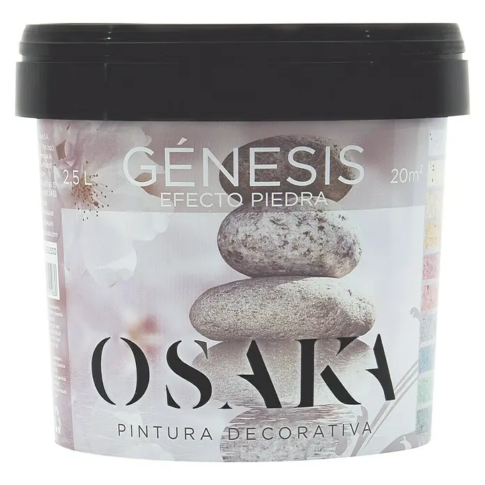 Osaka Yeso con efecto de color Génesis - Incoloro - Un bote de pintura decorativa con efecto piedra "Osaka Génesis Efecto Piedra", ideal para dar un toque natural y elegante a cualquier habitación.