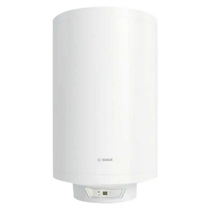 Bosch Termo eléctrico reversible Tronic 8000T - 75 l, 2.000 W, Montaje en la pared - Un calentador de agua compacto Bosch blanco, ideal para el suministro eficiente de agua caliente sanitaria, con un panel de control fácil de usar.