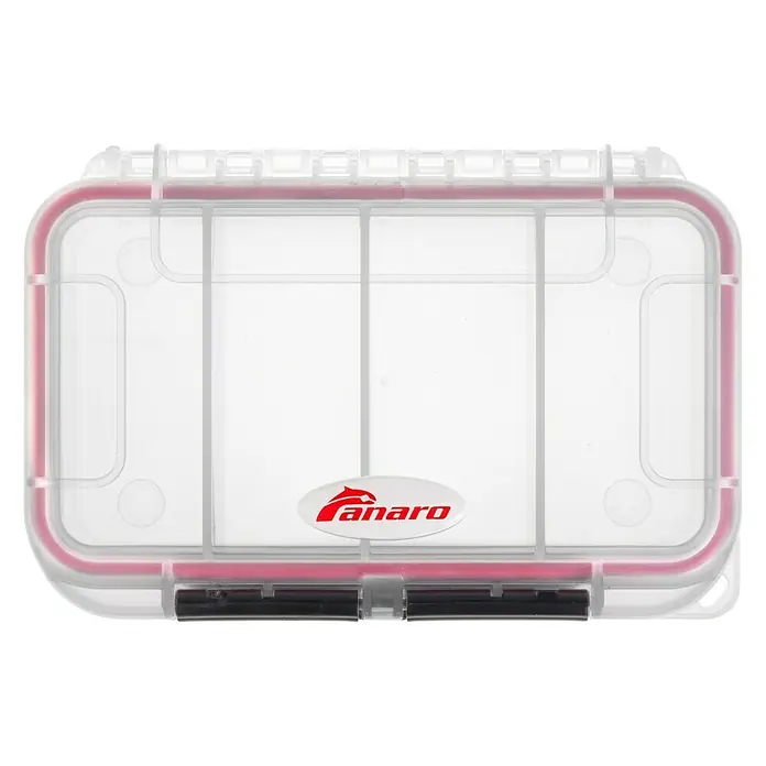 Wasserdichter Koffer MAXGRIP - L x B x H: 175 x 115 x 47 mm, Mit Unterteilungen, Transparent, Kunststoff - Klare Ansicht einer wasserdichten Angelbox von Plano mit Fächern zur Aufbewahrung von Angelzubehör, ideal für organisierte Angler.