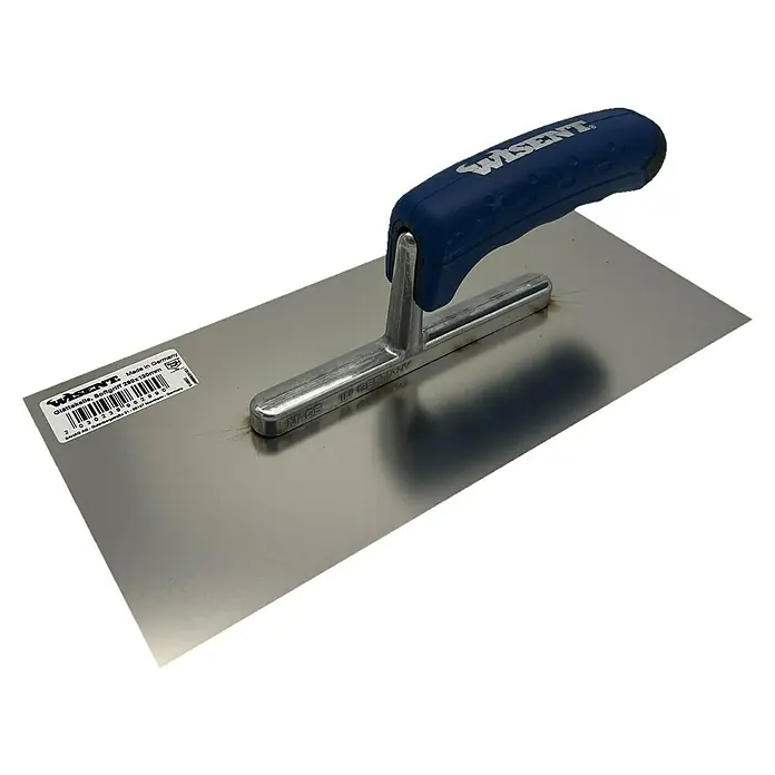 Wisent Glättkelle - Zahnung: Ungezahnt, Qualitätsstahl rostfrei - Glättkelle von WISENT mit blauem Softgriff und silberfarbener Kelle. Ideal für glatte Oberflächen beim Verputzen und Spachteln.