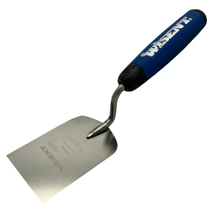 Wisent Stukkateurspachtel - Breite: 60 mm, Qualitätsstahl rostfrei, Typ Griff: 2K-Griff - Glättkelle mit blauem Griff. Ideal für Präzisionsarbeiten. Ergonomisches Design für komfortablen Einsatz.