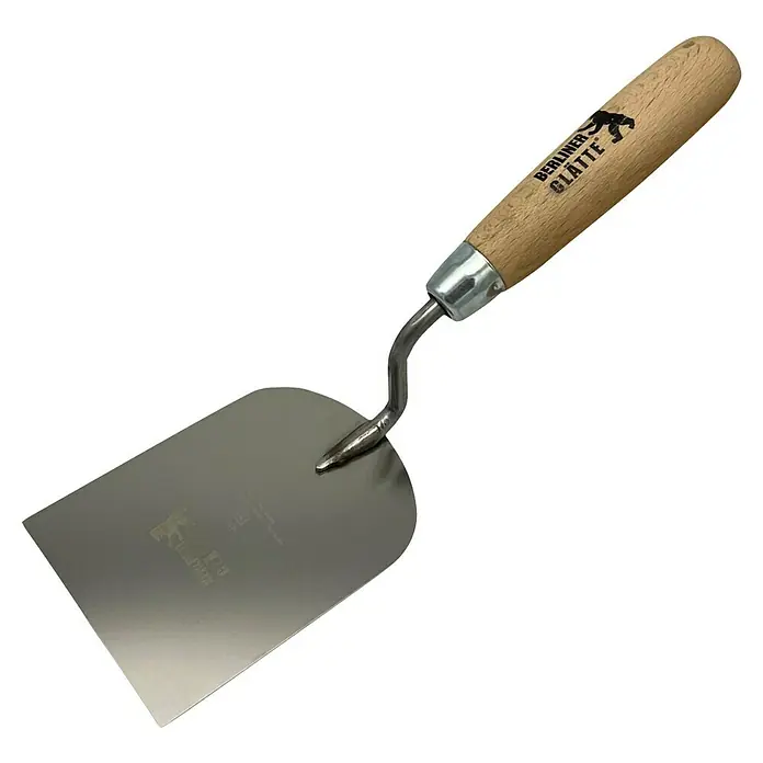 Berliner Glätte Stukkateurspachtel - Breite: 80 mm, Qualitätsstahl rostfrei - Berliner Glätte Maurerkelle mit Holzgriff, ideal zum Glätten von Putz und Mörtel. Hochwertiges Werkzeug für Bauprofis.