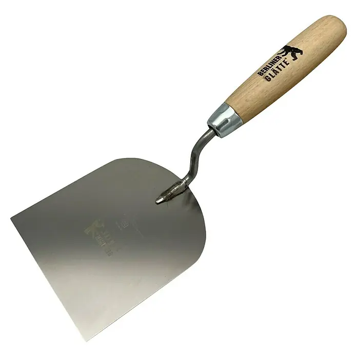 Berliner Glätte Stukkateurspachtel - Breite: 100 mm, Qualitätsstahl rostfrei - Berliner Glätte Glättkelle mit Holzgriff und poliertem Stahlblatt für professionelle Ergebnisse beim Verputzen und Glätten.