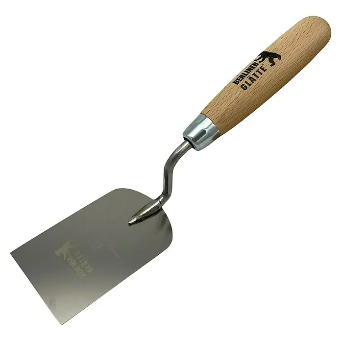 Berliner Glätte Stukkateurspachtel - Breite: 60 mm, Qualitätsstahl rostfrei - Berliner Glätte Glättkelle mit Holzgriff, ideal für präzises Auftragen und Glätten von Putz und Spachtel.