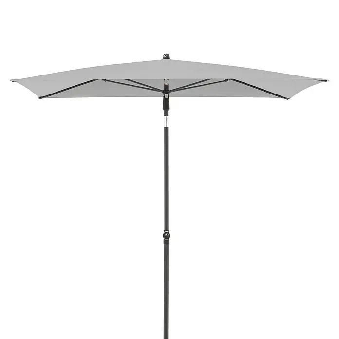 Doppler Active Marktschirm Green Edition - Natur, Bespannungsmaß (L x B): 120 x 200 cm - Grauer rechteckiger Sonnenschirm mit schwarzem Gestell für den Garten oder die Terrasse.
