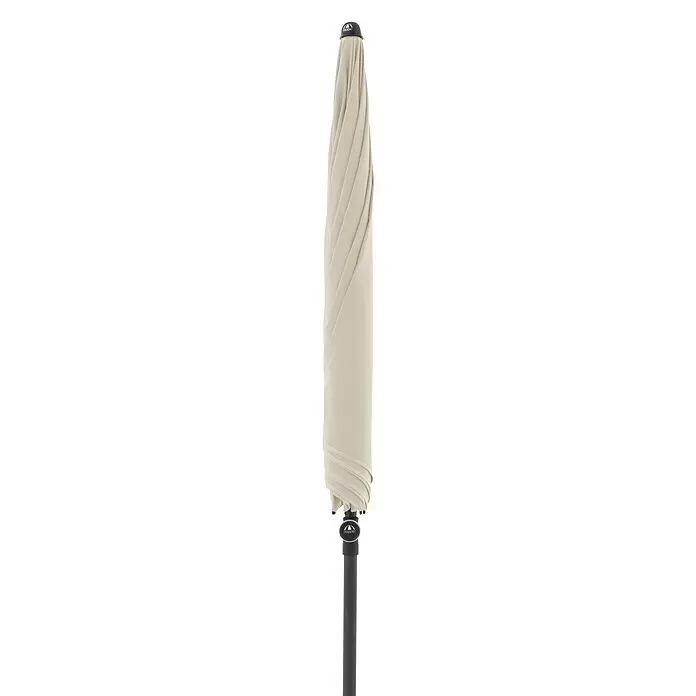 Doppler Active Marktschirm rund Green Edition - Natur, Durchmesser Bespannung: 208 cm - Geschlossener beiger Terrassenschirm mit schwarzem Stock.