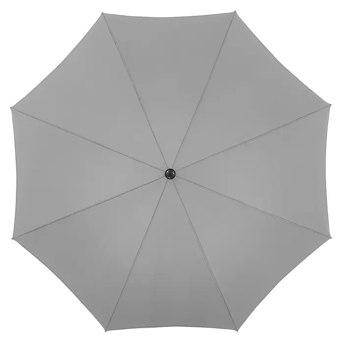 Doppler Active Marktschirm rund Green Edition - Hellgrau, Durchmesser Bespannung: 208 cm - Grauer Regenschirm von oben, der einen kreisförmigen Rahmen und eine glatte Oberfläche hat. Ideal für regnerische Tage.