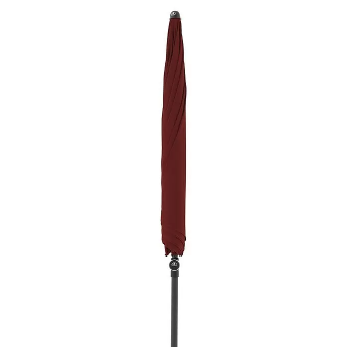 Doppler Active Marktschirm rund Green Edition - Bordeaux, Durchmesser Bespannung: 208 cm - Geschlossener tiefroter Regenschirm mit schwarzem Stock.
