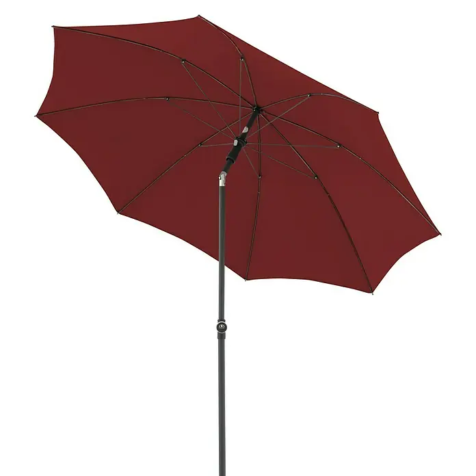 Doppler Active Marktschirm rund Green Edition - Bordeaux, Durchmesser Bespannung: 208 cm - Roter Gartenschirm mit stabilem Metallgestell für entspannte Stunden im Freien.