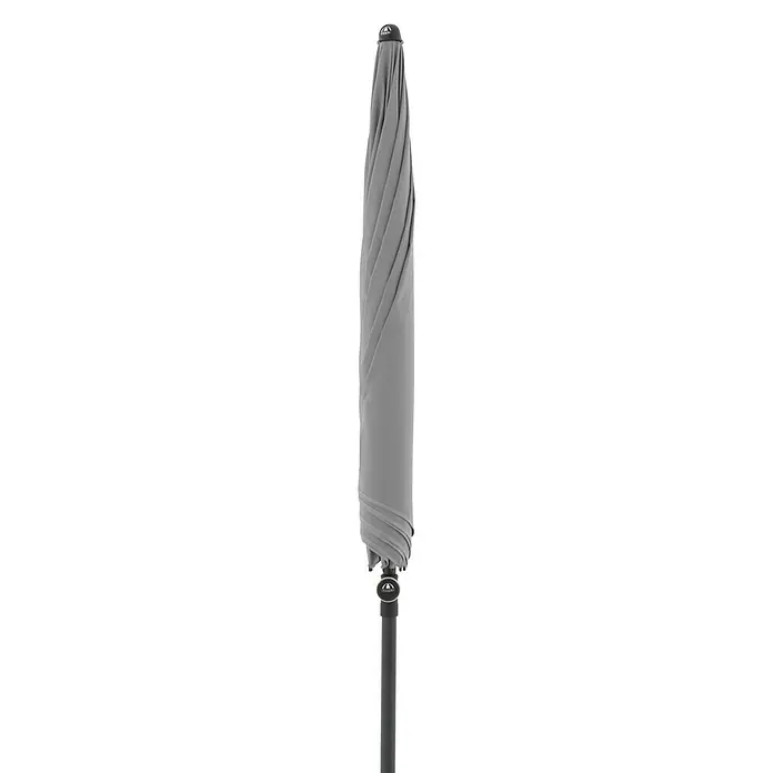 Doppler Active Marktschirm rund Green Edition - Hellgrau, Durchmesser Bespannung: 208 cm - Geschlossener grauer Gartenschirm mit schwarzem Mast, ideal für den Einsatz im Freien und bietet Schatten an sonnigen Tagen.