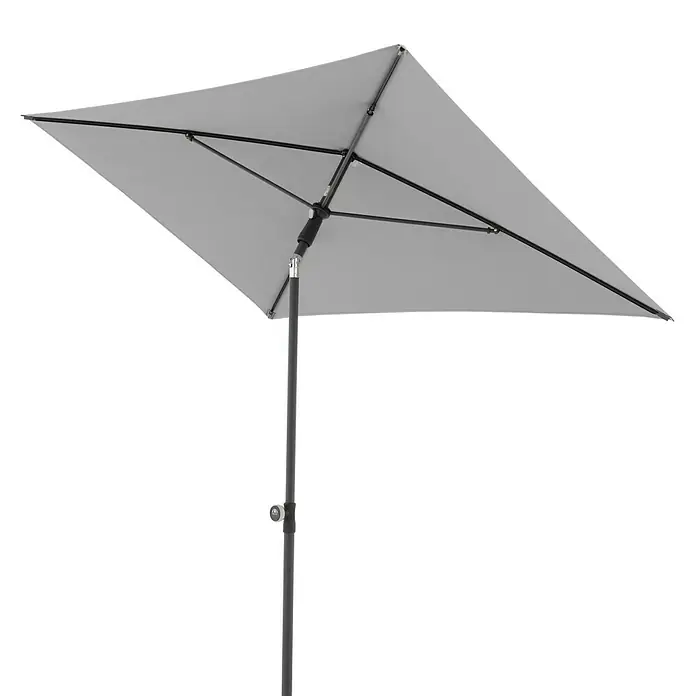 Doppler Active Marktschirm Green Edition - Hellgrau, Bespannungsmaß (L x B): 120 x 200 cm - Grauer, quadratischer Sonnenschirm mit schwarzem Gestell. Ideal für den Garten oder Balkon, bietet stilvollen Schutz vor der Sonne.