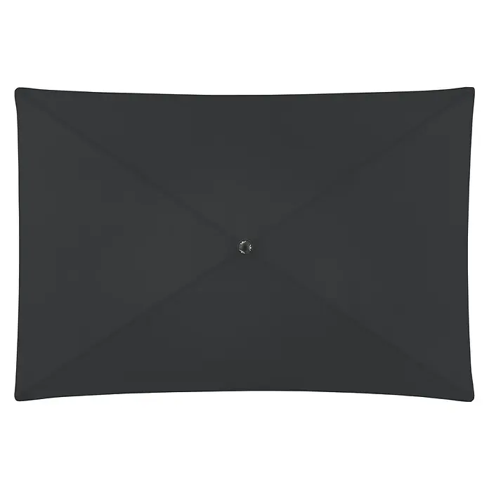 Doppler Active Marktschirm Green Edition - Anthrazit, Bespannungsmaß (L x B): 120 x 200 cm - Nahaufnahme eines rechteckigen schwarzen Sonnenschirms, der Schatten spendet und vor der Sonne schützt.