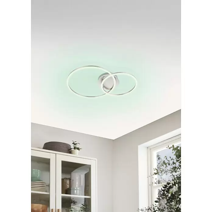 Eglo LED-Deckenleuchte PALMAVES 3 - 12 W, L x B x H: 55 x 39 x 8,9 cm, Nickel-matt, RGBW - Anwendungsbeispiel