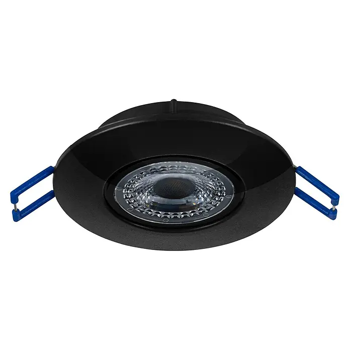 Eglo LED-Einbauleuchte Agulo - Warmweiß, Durchmesser: 85 cm, Schwarz - Schwarzer LED-Deckeneinbaustrahler mit blauen Befestigungsklammern für den Innenbereich. Moderne Beleuchtungslösung.