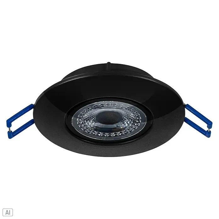 Eglo LED-Einbauleuchte Agulo - Warmweiß, Durchmesser: 85 cm, Schwarz - Schwarzer LED-Deckeneinbaustrahler mit blauen Befestigungsklammern für den Innenbereich. Moderne Beleuchtungslösung.