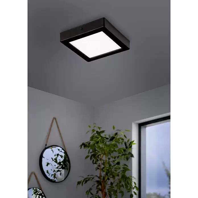 Eglo LED-Deckenleuchte Idun - 9,5 W, L x B x H: 3 x 17 x 17 cm, Schwarz, Neutralweiß - Stimmungsaufnahme